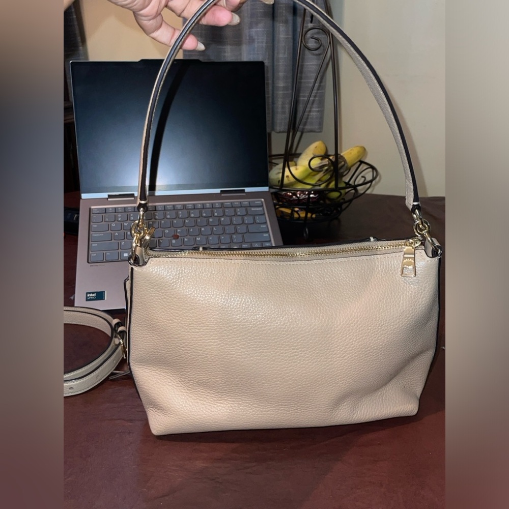 Coach Pebbled Leather Crossbody Bag in Taupe - Picture 13 of 16